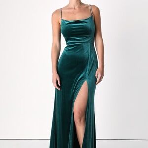 Lulus Forever Luxe Teal Green Velvet Rhinestone Mermaid Maxi Dress - Size XS